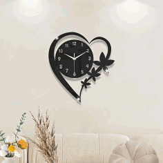 Laser Cut Acrylic Wall Clock Heart Shape Free Vector, Free Vectors File