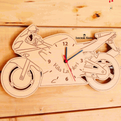 Laser Cut Motorbike Wall Clock Free Vector, Free Vectors File
