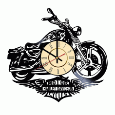 Laser Cut Harley Motorcycle Vinyl Wall Clock Free Vector, Free Vectors File